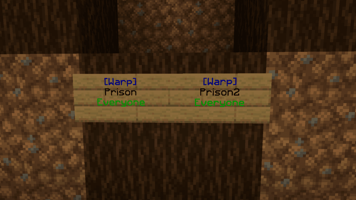 Easily create warp signs with EssentialsX Two Warp signs next to each other showing different warp points