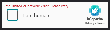 A Captcha showing a rate limit error when joining a Discord server